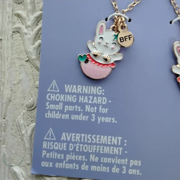 Claire's Pink Mermaid Cat Best Friends Necklace Set 16"-19" Chain - Picture 5 of 6